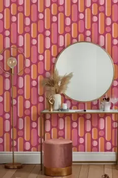 Image of Envy Morse Neutrals Pink Geometric Wallpaper