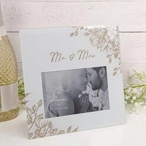 image of 4" x 6" - Amore By Juliana Gold Floral Frame - Mr & Mrs