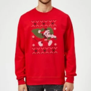 Image of Disney Mickey Mouse Christmas Tree Mickey Red Christmas Sweatshirt - L - Red
