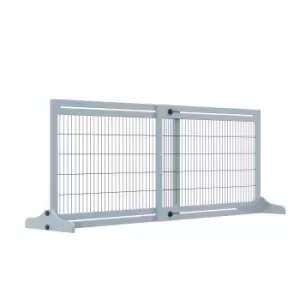 Image of PawHut Adjustable Wooden Pet Gate, Freestanding Dog Barrier Fence with 3 Panels for Doorway, Hallway, 69H x 104-183H cm, Blue
