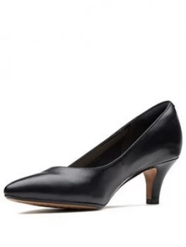 Image of Clarks Linvale Jerica Wide Fit Heeled Shoes - Black Leather, Size 9, Women
