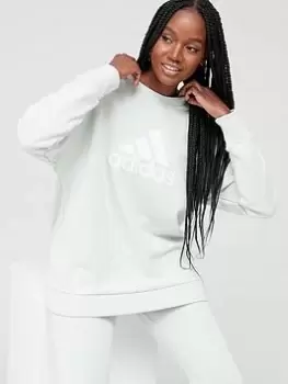 Image of adidas Future Icons Badge Of Sport Crew Sweat Top - Light Green, Light Green Size M Women