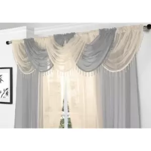 Image of Alan Symonds - Voile Curtain Swag Beaded Crystals Silver - Silver