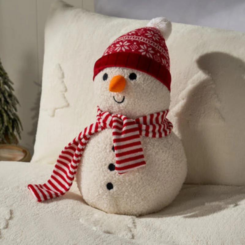 Image of OHS OHS Xmas Snowman Shaped Scatter Cushion Decorative Pillow in White White One Size Unisex 5027434226795