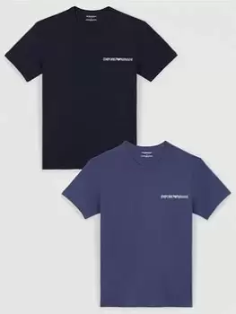 Image of Emporio Armani Bodywear Bodywear 2 Pack Lounge T-Shirt - Blue, Dark Blue Size M Men