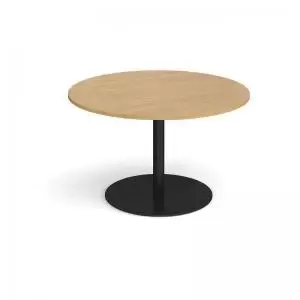 Image of Eternal circular boardroom table 1200mm - Black base and oak top