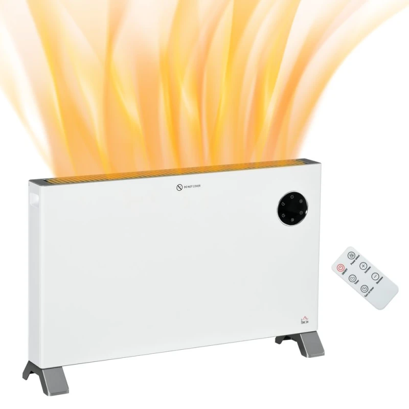 Image of HOMCOM 2000W Electric Convector Heater, Freestanding Space Heater with 3 Heat Settings, Adjustable Thermostat, Timer, White