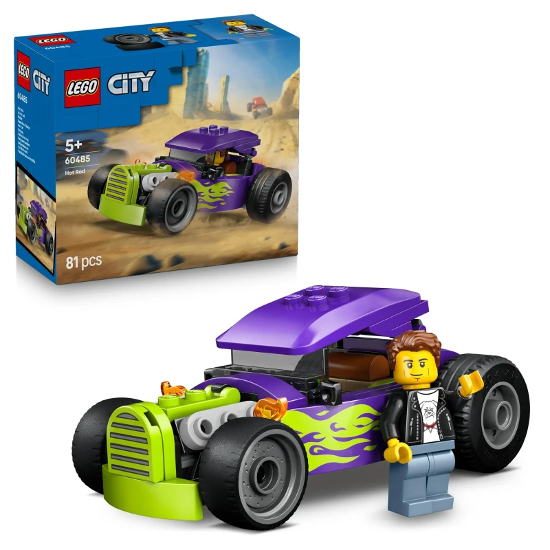 Image of LEGO City Hot Rod Race Car Building Toy and Minifigure 60485