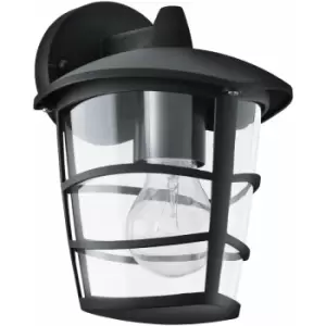 image of Loops - IP44 Outdoor Wall Light Black Modern Lantern 1 x 60W E27 Bulb Porch Lamp