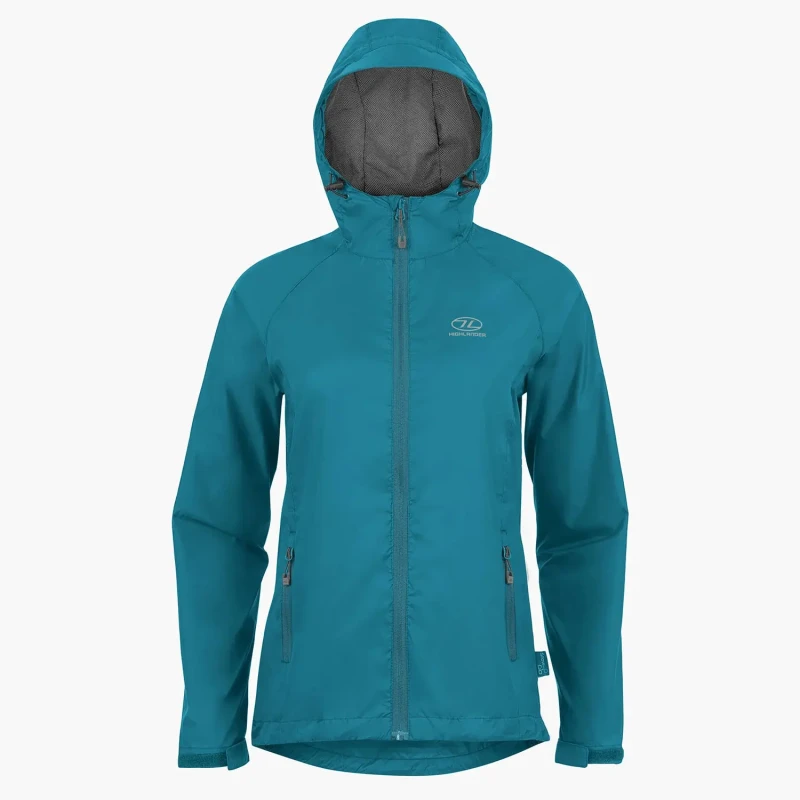 Image of Highlander Women's Stow & Go Pack Away Waterproof Jacket Petrol JAC077L-PL-L