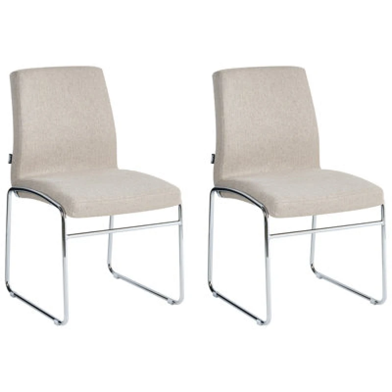 Image of Beliani Set Of 2 Dining Chairs Lecco Fabric Beige