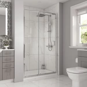 image of Wickes Rectangular Slider Semi Frameless Shower Enclosure - Chrome 1000 x 900mm