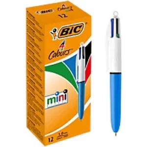 image of BIC 4 Colours Mini Retractable Ballpoint Pen Medium 0.4mm Pack of 12