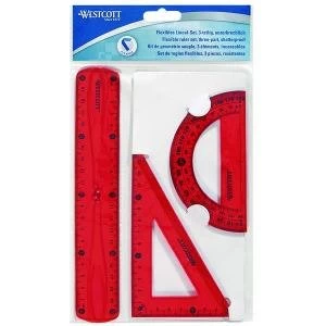Image of Westcott Flexible Maths Set of 3 Assorted Pack of 12 E-10301 00