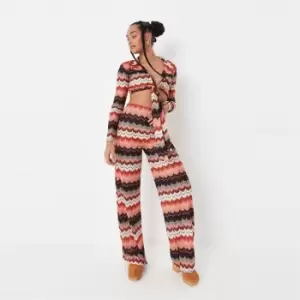 image of Missguided Coord Wide Leg Trouser Snit - Red