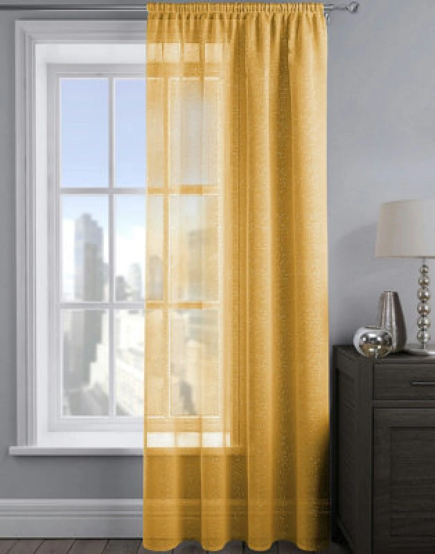Image of Velosso Alessandria Sheer Voile Panel Slot Top in Yellow Size: 137cm width x 137cm drop Yellow Unisex 137cm width x 137cm drop