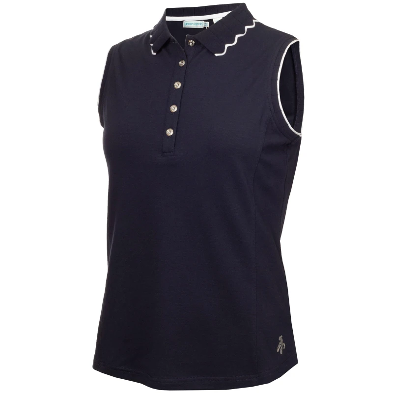 Image of Calvin Klein Golf Green Lamb Nadia Sleeveless Polo Shirt Womens Navy female 10 (S)
