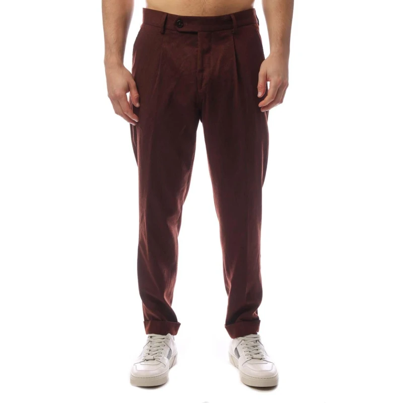 Image of Boss Mens Tailored Fit Pleated Trousers Red male 30W R