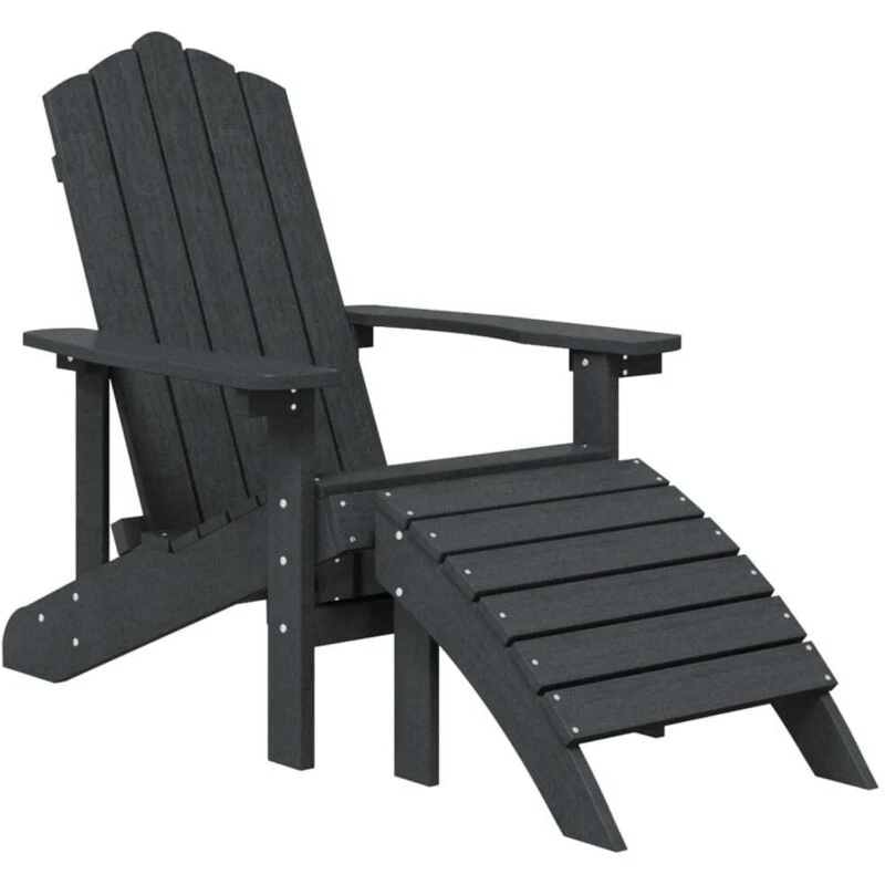 Image of VIDAXL Garden Adirondack Chair with Footstool hdpe Anthracite Vidaxl 8720286816660