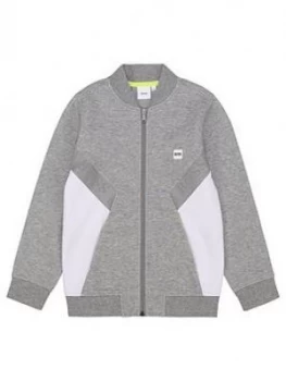 Image of Hugo Boss Box Logo Zip Through Sweatshirt Grey Size 6 Years Kids