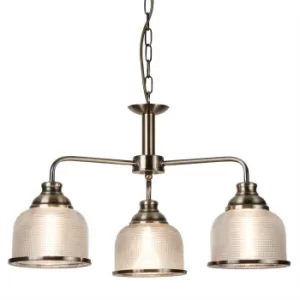 image of Bistro 3 Light Multi Arm Ceiling Pendant White, Antique Brass, E27