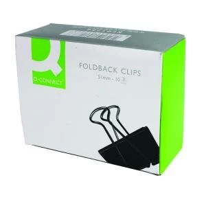 image of Q-Connect Foldback Clip 51mm Black Pack of 10 KF01286