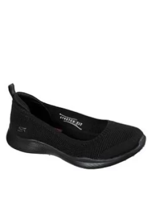 Image of Skechers Microburst 2.0 Wide Fit Ballerina Shoes, Black, Size 4, Women