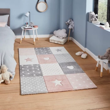 Image of Brooklyn Kids Brooklyn Kids 20339 Pink 60cm x 120cm Rectangle - Multicoloured and Pink