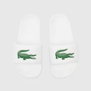 Lacoste White & Green Serve 1.0 Boys Youth Slides