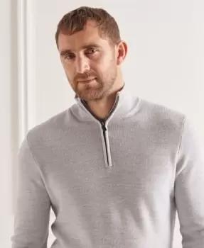 Image of Superdry Mens Studios Merino Henley Jumper Light Grey / Cloud Grey Marl - Size: Xxl