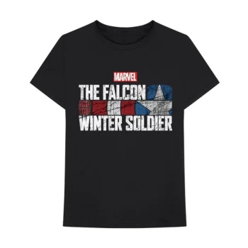 Image of Marvel Comics - Falcon & Winter Soldier Text Logo Unisex Large T-Shirt - Black