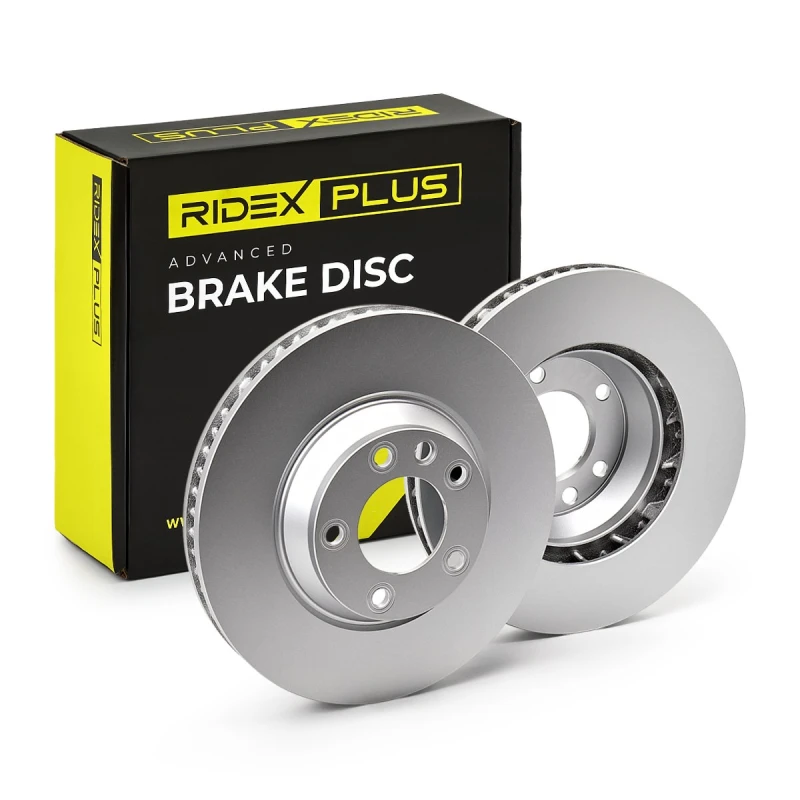 Image of RIDEX PLUS 82B0344P Brake disc Front Axle Left, Vented, Grey Cast Iron, Coated, High-carbon, without bolts/screws Grey Cast Iron Brake Disc (82)