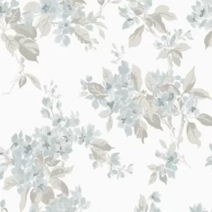 Image of Laura Ashley Apple Blossom Duck Egg Wallpaper