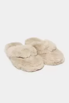 image of Extra Wide Fit Fluff Toe Slippers.