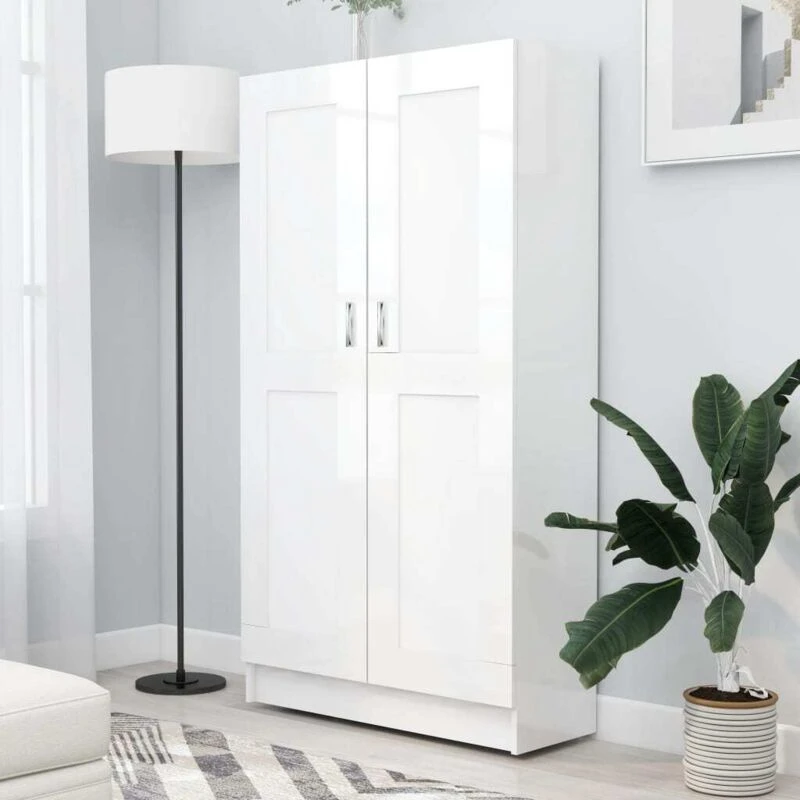 Image of VIDAXL Book Cabinet High Gloss White 82.5x30.5x150cm Engineered Wood Vidaxl 8720286134115