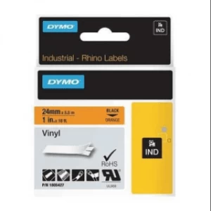 Image of Dymo 1805427 Black on Orange Vinyl Labels 24mm x 5.5m