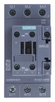 image of Siemens SIRIUS Innovation 3RT2 3 Pole Contactor - 65 A, 230 V ac Coil, 3NO, 30 kW