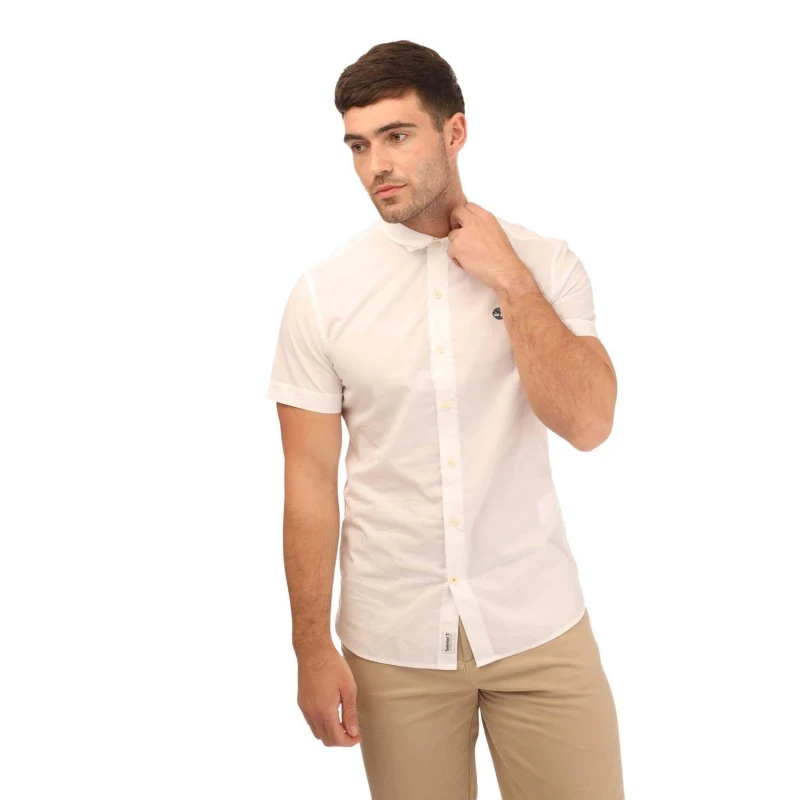 Image of Timberland Eastham River Stretch Poplin Shirt - White White M