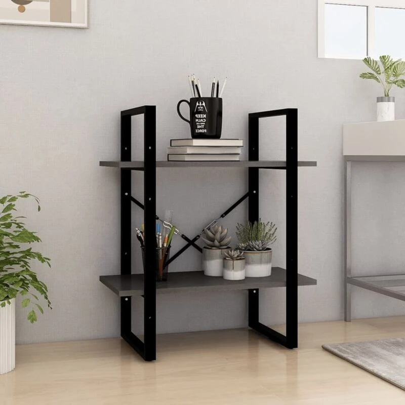 Image of VIDAXL Vidaxl - 2-Tier Book Cabinet Grey 60x30x70cm Solid Pine Wood 8720286567241
