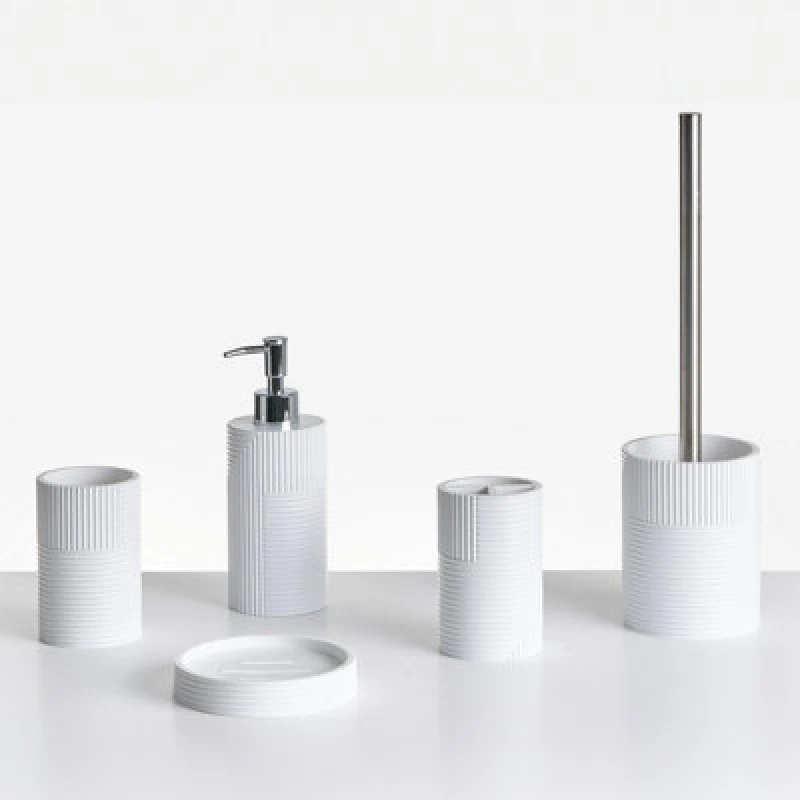 Image of Beliani 5 Piece Bathroom Accessories Set Sepahua White
