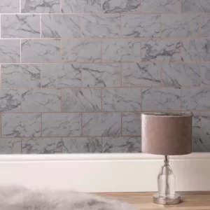 Image of Brick Marble Charcoal Wallpaper Charcoal