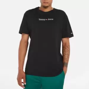 Image of Tommy Jeans Classic Linear Logo-Embroidered Cotton T-Shirt - S