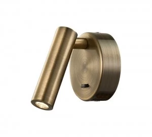 Image of Wall, Reading Light, 3W LED, 3000K, 210lm, Switched, Antique Brass