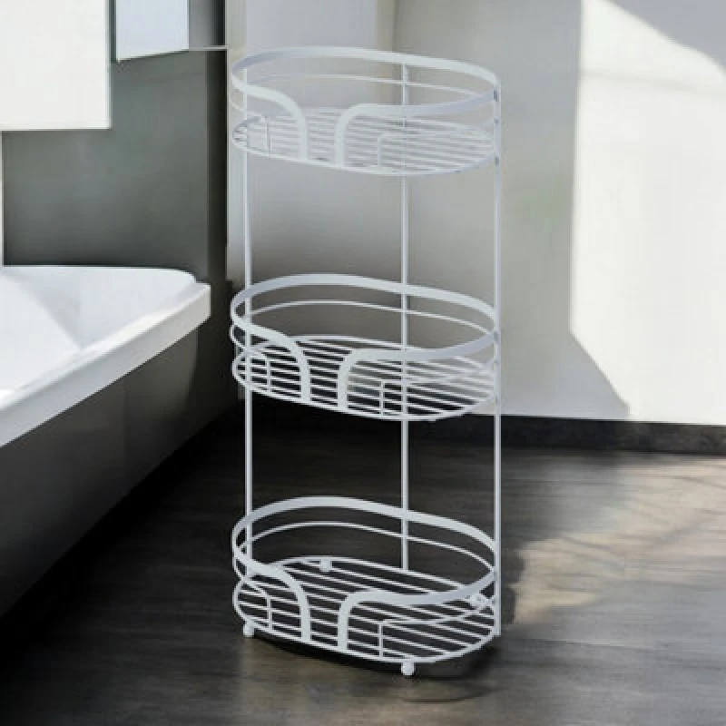 Image of Showerdrape Dante Steel Floor Bathroom Caddy Storage White
