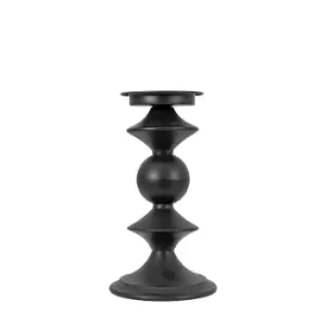 Image of Gallery Interiors Hutton Pillar Candle Holder in Black / Small