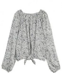 Image of Mango Teen Girls Floral Blouse - White, Size Age: Xs, Women