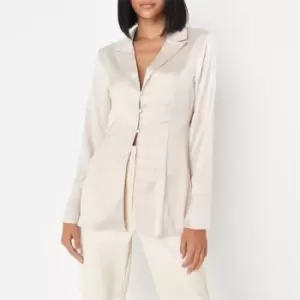 Missguided Button Front Satin Shirt - Cream