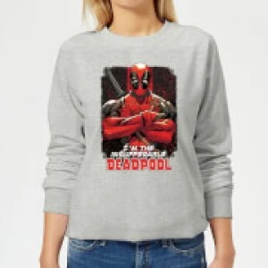 image of Marvel Deadpool Crossed Arms Womens Sweatshirt - Grey - L