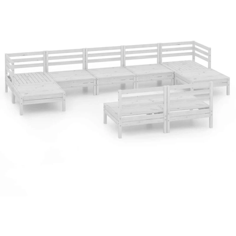 Image of VIDAXL 9 Piece Garden Lounge Set White Solid Wood Pine Vidaxl 8720286691106