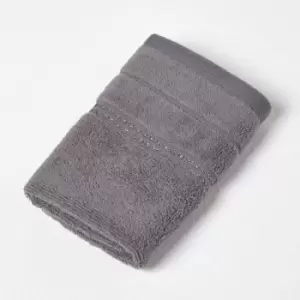 Image of HOMESCAPES Charcoal Sparkle Border 100% Cotton Face Cloth - Charcoal